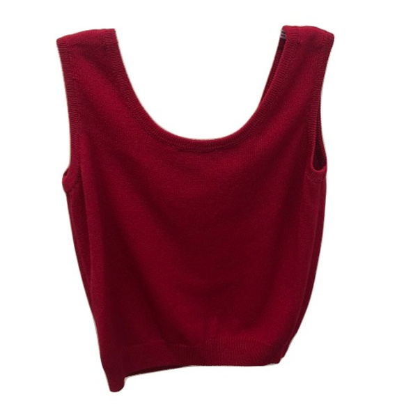St John Red Knit Tank Top, Size L - Picture 2 of 2